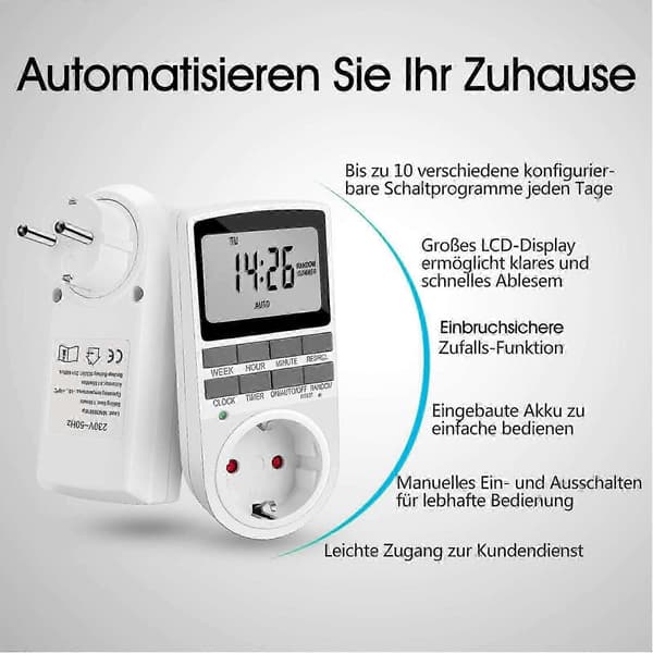 EU Timer Switch Stikdåse Dobbeltpakke - Energibesparende Smart Stik