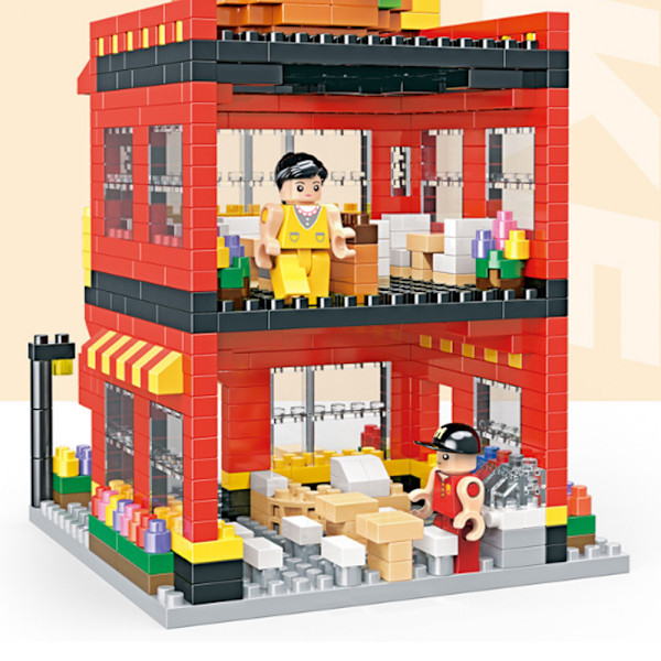 Byggeklods mini byscene, burgerrestaurant, 737PCS
