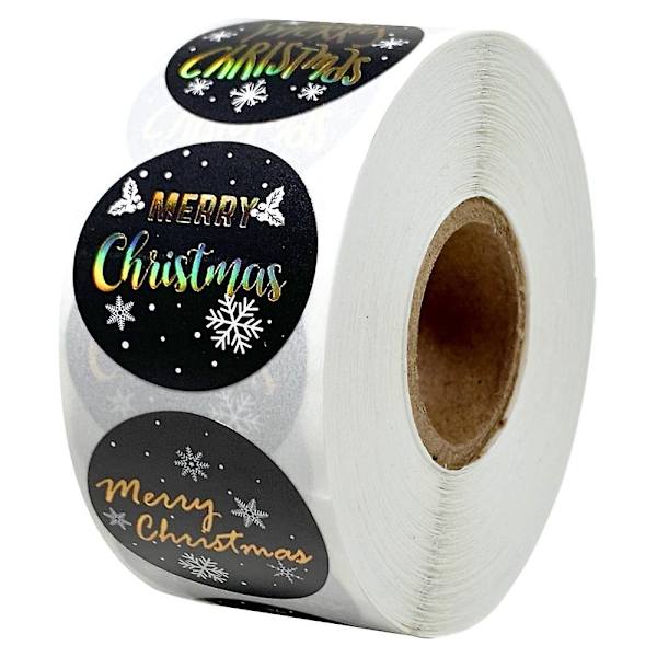 Glædelig Jul Stickers Segl Etiketter Guld Sølv 1 Tomme Runde Stickers Til Håndlavet Sticker Kort Æske Pakke Etiketter QY1639-100stk