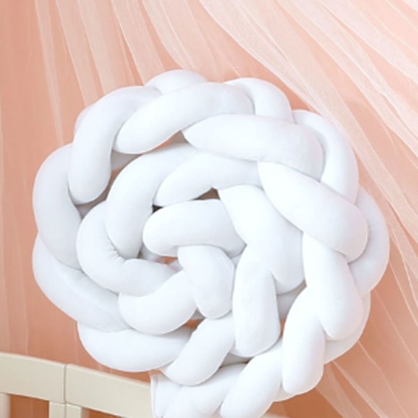 ##/Flettet Hovedpude til Baby Seng (Hvid, 1 m)##/
