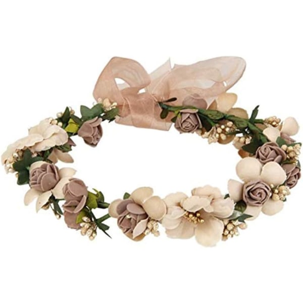 Blomsterkrans, Blomsterhodeband Blomsterkrans Hodebånd Boho Rose