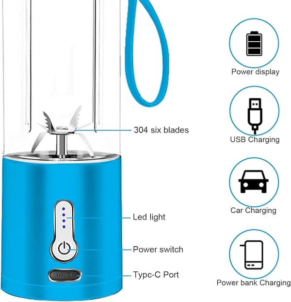 Portabel Blender för Shakes och Smoothies Uppgraderad 18Oz Portabel Blender med 6 Blad