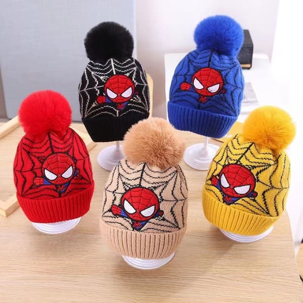 (Sort) Børn Drenge Spider-Man Hue Vinter Varme