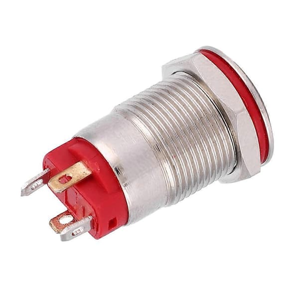 4-pinners vanntett 12 mm metallknappbryter, strømformet LED selvlåsende bryter (hvit 100~240V)