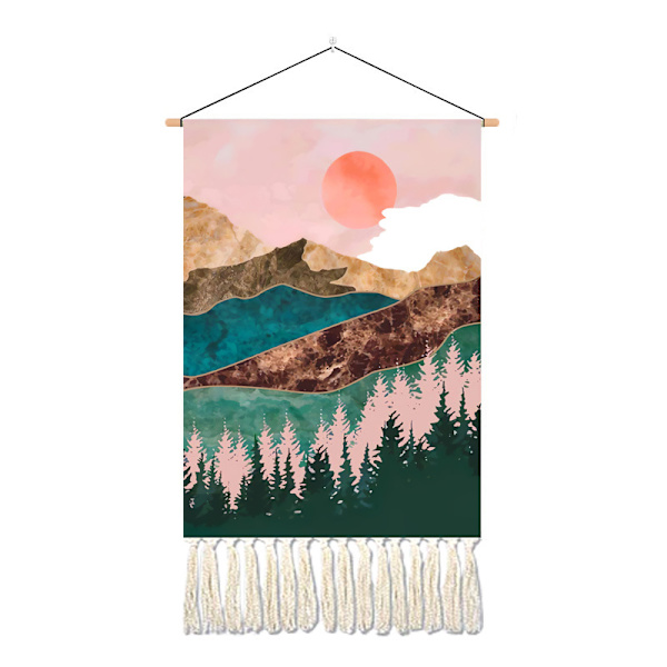 Lintukuvioinen maisematapetti auringonnousulla - 2 kpl - 35×50cm