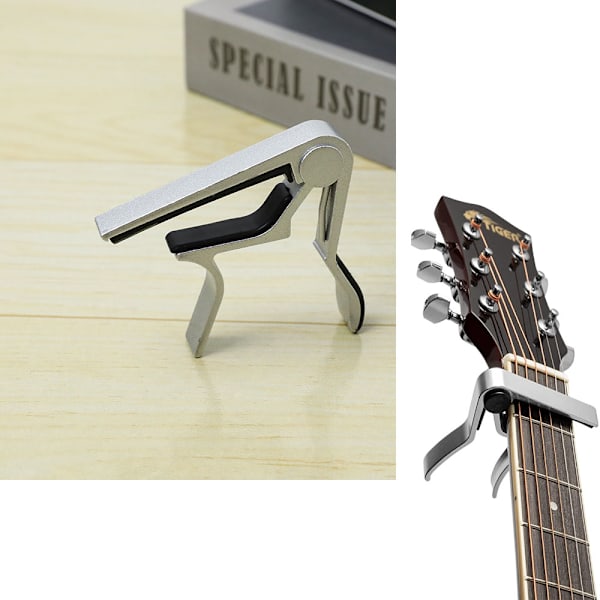 1 stk (sølv, ca. 8,5 * 8 cm) Universal krom capo, kompatibel med