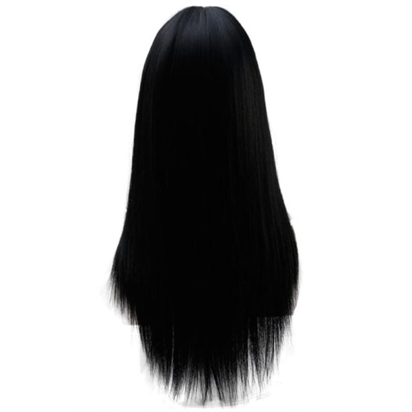 Halvlängd kemisk fiberperuk, halvlängd peruk, svart peruk
