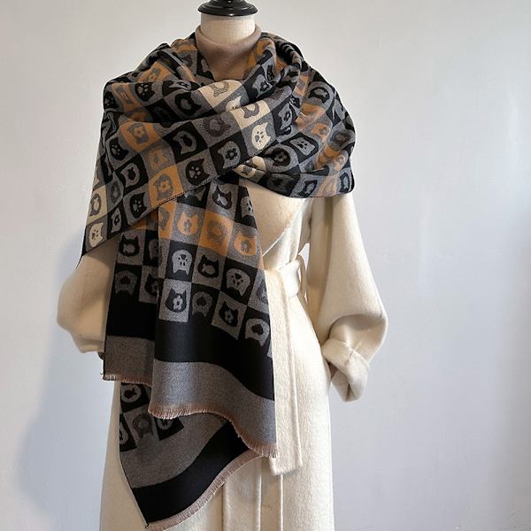 Tyk Kæmpe Cashmere Sjal til Kvinder (Blå), Lang Dobbeltsidet