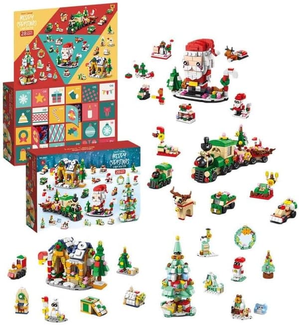 Byggeklosser for barn, julekalender med nedtelling i 24 dager, leker for barn