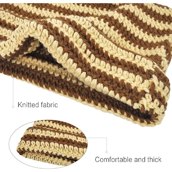 Strikket Hat til Kvinder - Beige Katteøre Hat Varmt Elastisk Strikket H