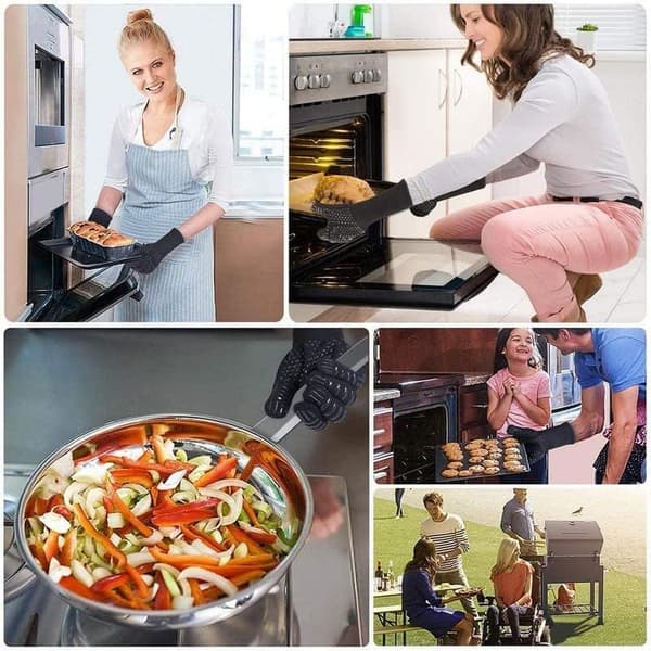 BBQ-käsineet uunikintaat erittäin lämmönkestävät, lämmönpitävät grillikäsineet