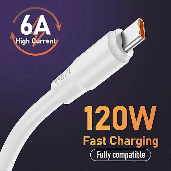 Datakabel Sikker Hurtig Opladning 120W Type-C Mobiltelefon Datalinje Opladerledning til Hjemmet C