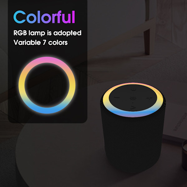 Udendørs Vandtæt Bluetooth Højttaler - Sort, Cylinder Dazzle Col