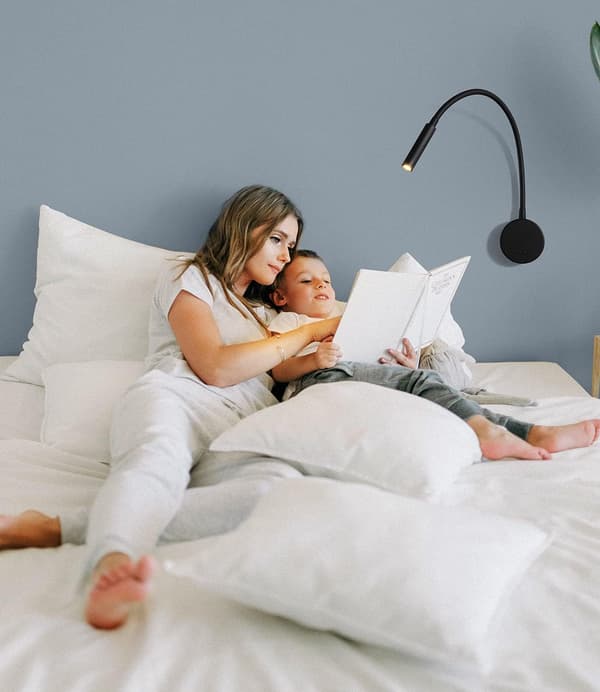 Svart Läslampa, Flexibel Svanhals LED-lampa 3W 3000K Väggmonterad