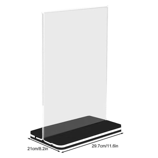 3 stk. Dobbeltsidige Akryl Billboard Display Stativer Transparent Skiltholder med Solid Base Ripebestandige Bordplate Skiltholdere L