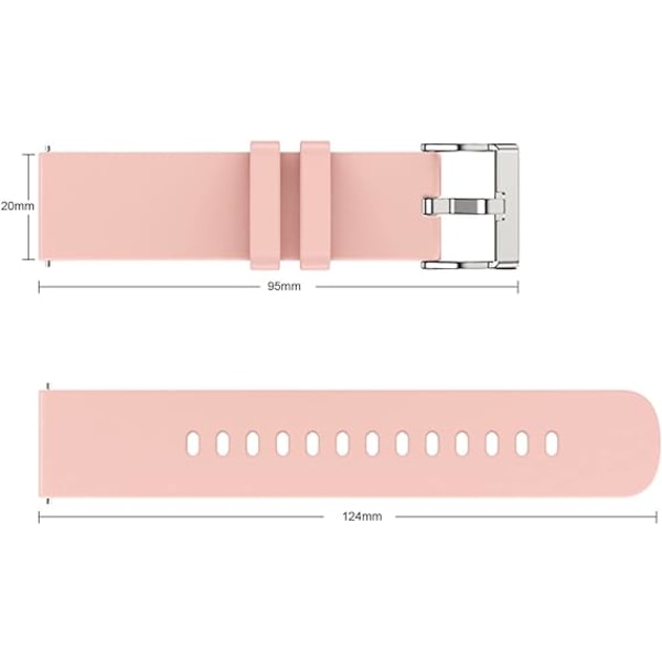 2 kpl (vaaleanpunainen+sininen) 20 mm:n vaihtohihna Smart Watch, Skin-F