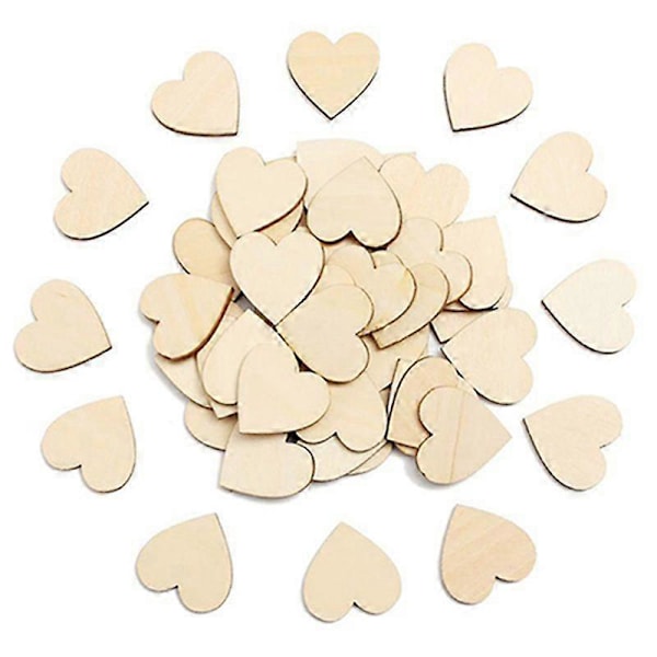 50 stk. Hjerteformede trefigurer til oppheng, DIY, enkel dekorasjon 2cm or 0.79 Inch