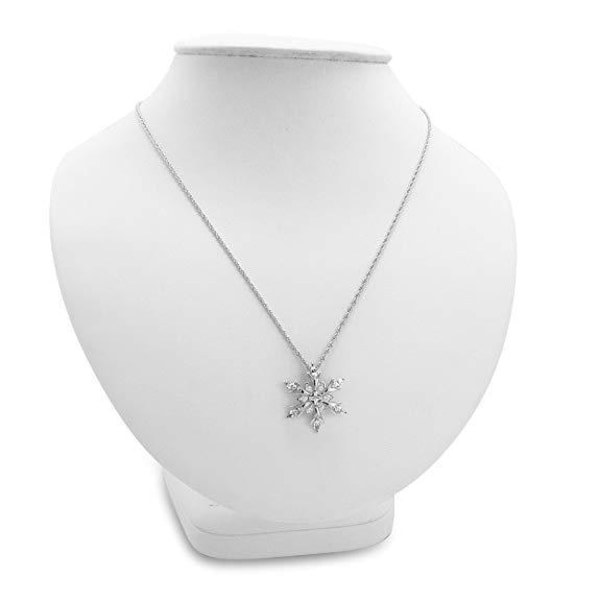 1 styks halskæde til kvinder, （Hvid） Snefnug vedhæng med krystal