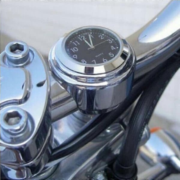 Universal Motorcykel Kvarts Klocka Vattentät Motorcykel Fäste Styre Klockor Black Silver