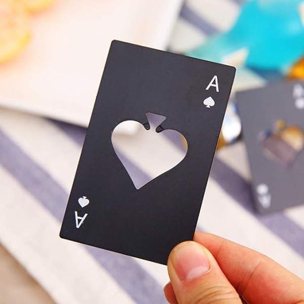 Set med 2 Poker Flasköppnare (Svart och Silver), Rostfritt Stål