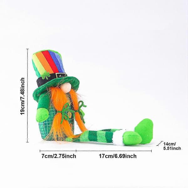 St. Patrick's Day Leprechaun Leksak Plyschdocka Hushålls Ornament Lyckobringande rainbow hat long leg