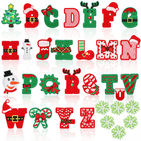 ##/Christmas letter embroidery cloth patch, 32pcs##/