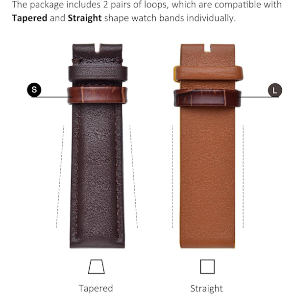 Läderarmbandringar för klocka, kompatibla med 22 mm klockband