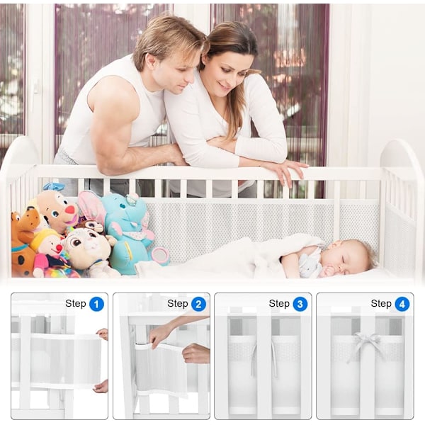 Baby Cabin Bumper, Seng Bumper, 3D Mesh Fôr, Trygt for Luft i Sengen