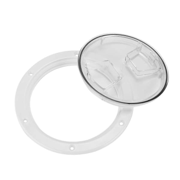 Båtdäck Accesslucka Transparent Lock Vitt Rund ABS-platta för RV Marin Yacht (6in/15.24cm)