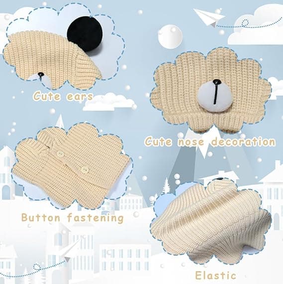 Balaclava hue til børn - beige, vinterørevarmere til drenge og
