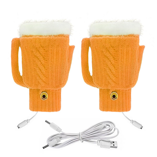 ##/Keltaiset USB-lämmittimelliset hanskat Lämpimät hanskat##/