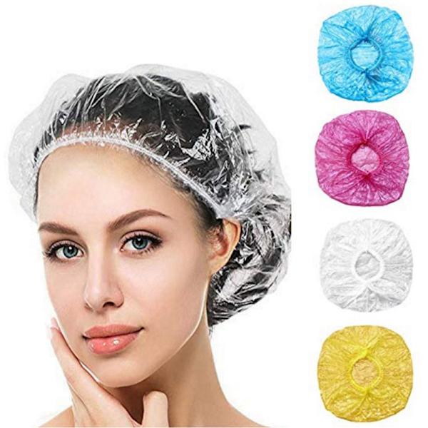 /#/100PCS Charlotte Hårschampo Mössor Engångs Stor Plast Duschmössa för Hembruk Hotell Spa i Frisörsalonger/#/