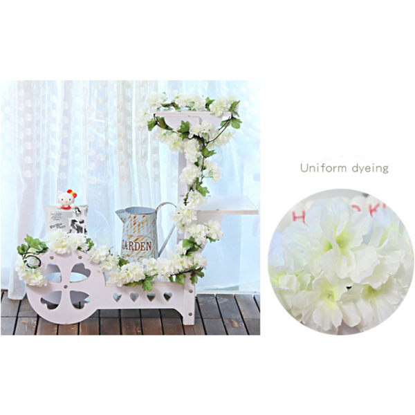 Hvit - 2 stk x 235 cm Kunstige Blomster Kirsebærblomsterkrans