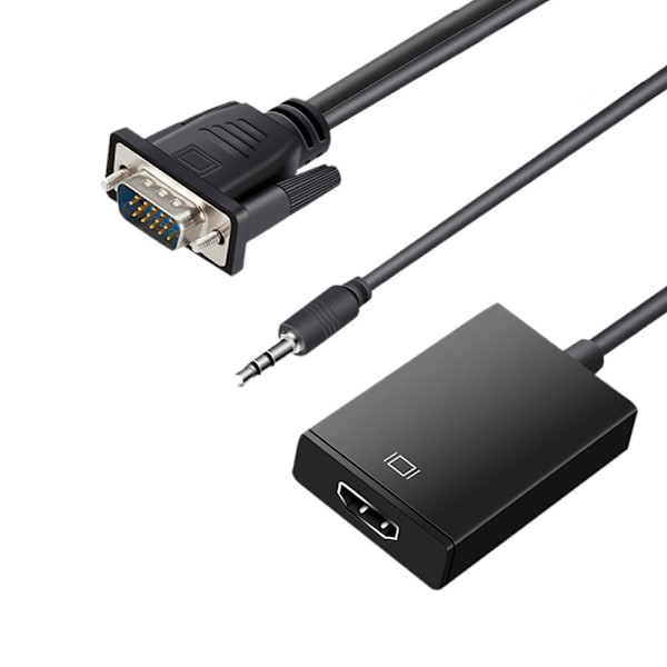 VGA Han til HDMI Hun Konverter Adapter Kabel Output 1080P HD+A