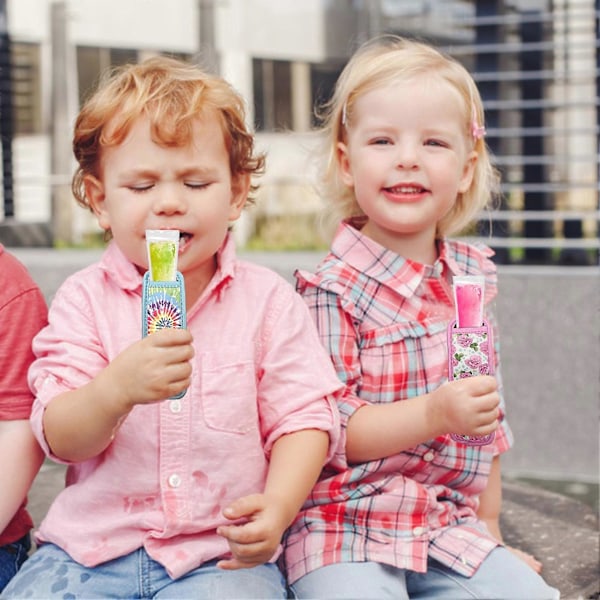 Popsicle-suoja, uudelleenkäytettävä popsicle-pidike, joustava popsicle-pussi, värikäs jääpopsicle-suoja kesään E