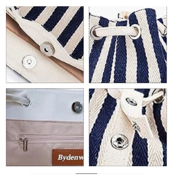 ##/Kvinnors Canvas Sommar Tote Väskor Small Medium Strandväska Axelväska blå##/