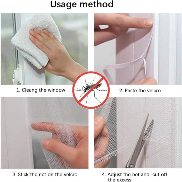 3-pack (vit, 1,5*2m) Flugnät Fönster DIY Självhäftande Insekter