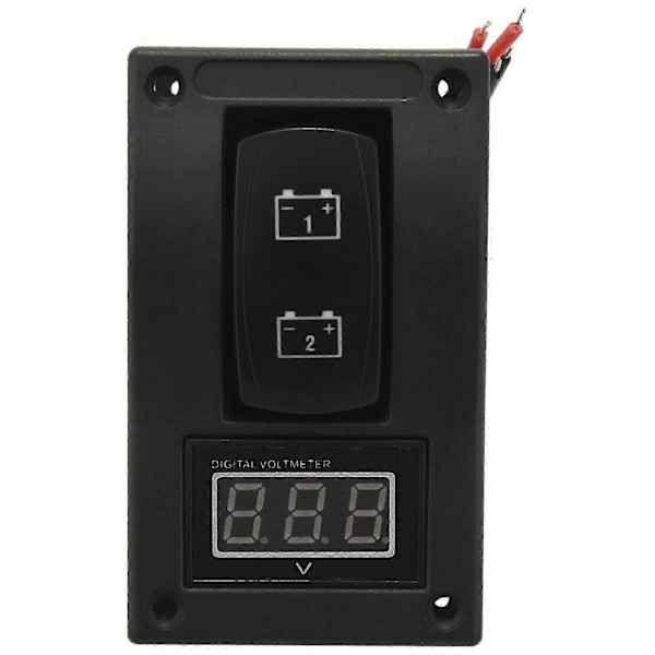 12-24V LED Dobbel Batteri Testpanel Vippebryter Bil Lastebil Marine Båt Voltmeter 4P