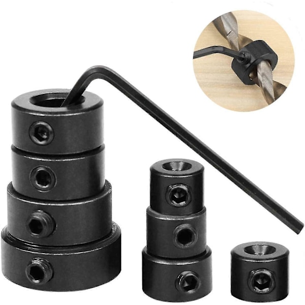 8 st Borr Djupstopp Krage Ring Positionerare 3/4/5/6/8/10/12/16mm Träbearbetning