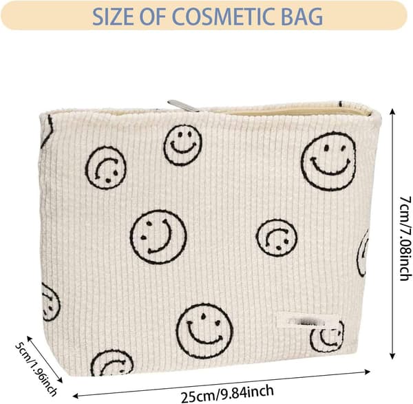##/1 sminkväska i sammet (beige smiley-mönster), tro##/