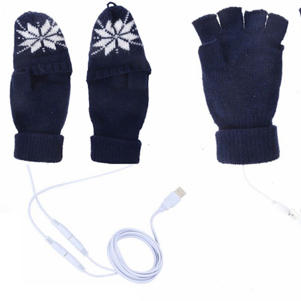 ##/Blå USB Dobbeltsidige Oppvarmede Hansker##/