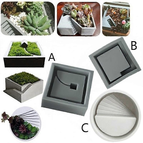 DIY Silikone Betonform Blomsterpotte Plantekasse Cement Vaseform Håndlavet Værktøj C