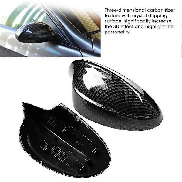 Vänster Höger Kit Kolfiberstil Dörrspegel Skydd Backspegelkåpa Passar för E90 05-07