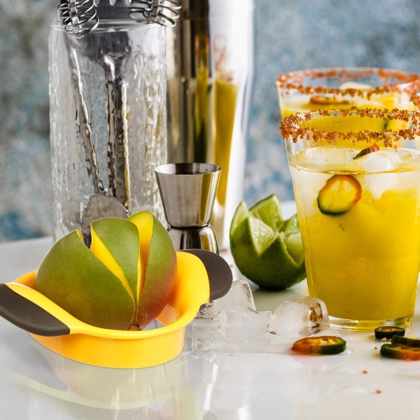 Mango-skjærer, deler & fjerner stein, sklisikkert håndtak, rustfritt stål blad