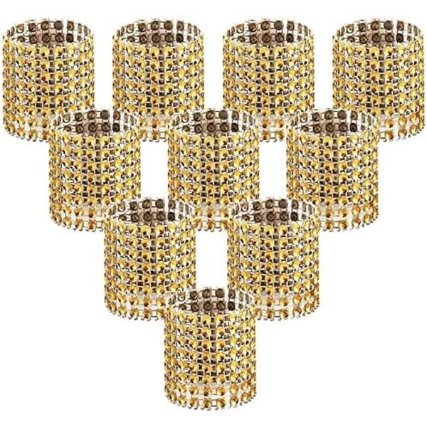 (Gull, 50 stk) Serviettringer skinnende rhinestone serviettringer bryllup