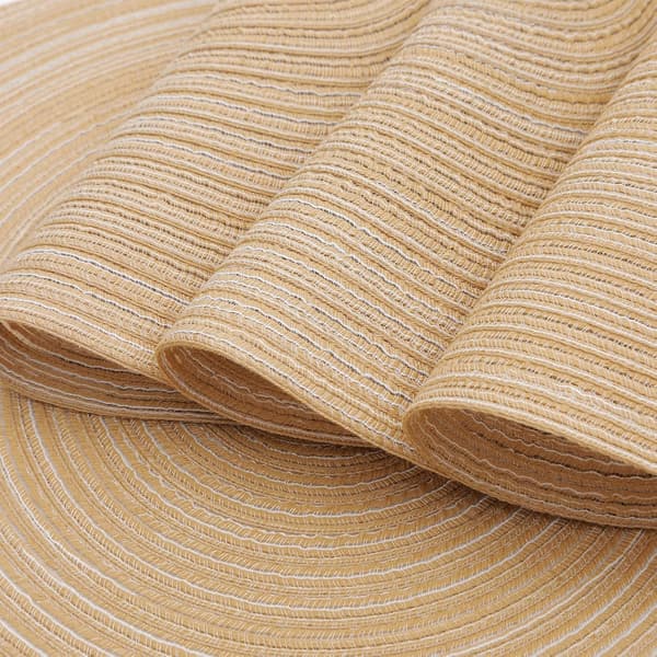 Plassmatter, sett med 6, Khaki 38x38cm Rund Flettet Plassmatter Vaskbar H