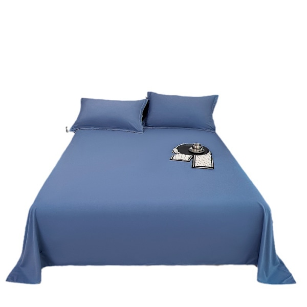 ##/Enkel dobbelt sengetøj i ensfarvet, børstet stof, 230x250cm##/