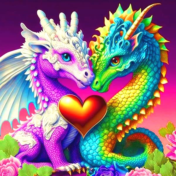 ##/Drakenkärlek (30 * 40 1 st) Diamantmålning##/