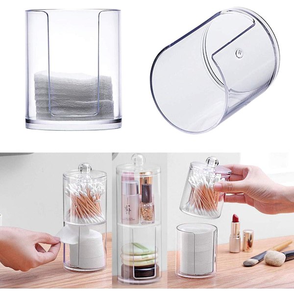 3 i 1 Vatpindsholderboks Plastik Vatpindsholder Transparent
