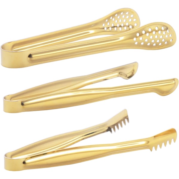 ##/Förgyllda Mini Serveringstänger Set 6-Tums Aptitretare Tänger Rostfritt##/
